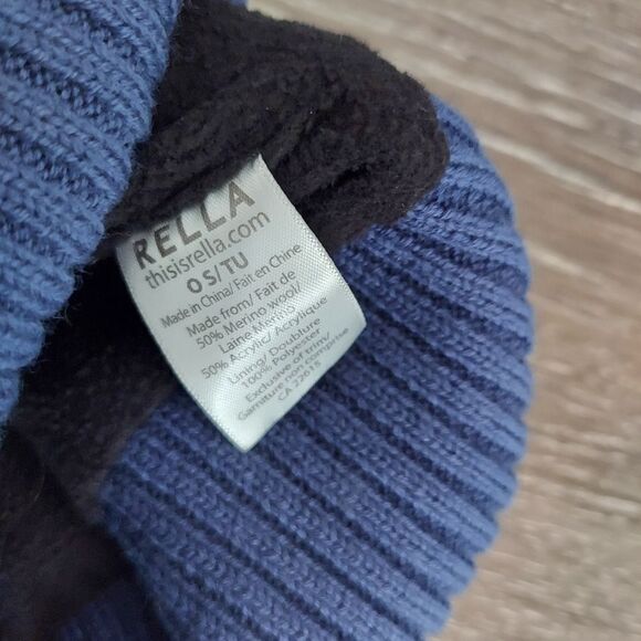 Rella Cable Knit Merino Wool Blend Fleece Lined Pom Pom Beanie One Size - Picture 4 of 4
